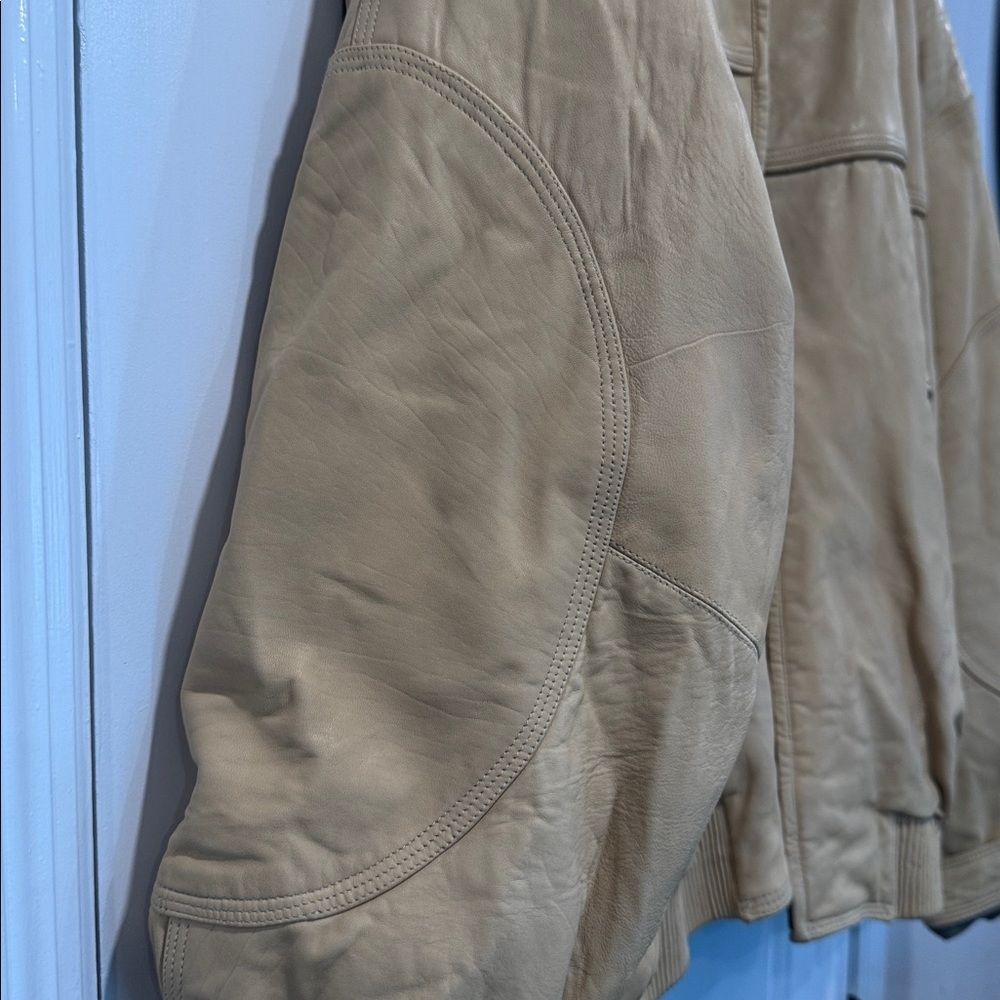 Vintage Marc Buchanan Pelle Pelle Tan 100% Leather Bomber Jckt Sz 56/46 U.S.XXL - Picture 6 of 15
